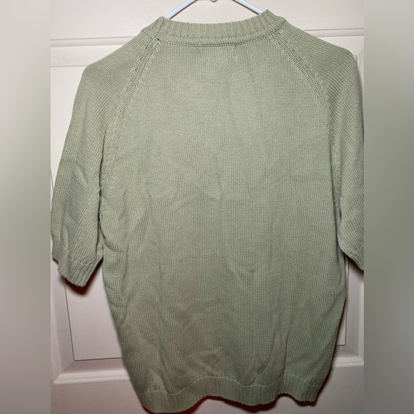 Vintage St. John's Bay‎ Cotton Knit Sweater Top Women's Green Sage 80s L - Picture 3 of 4